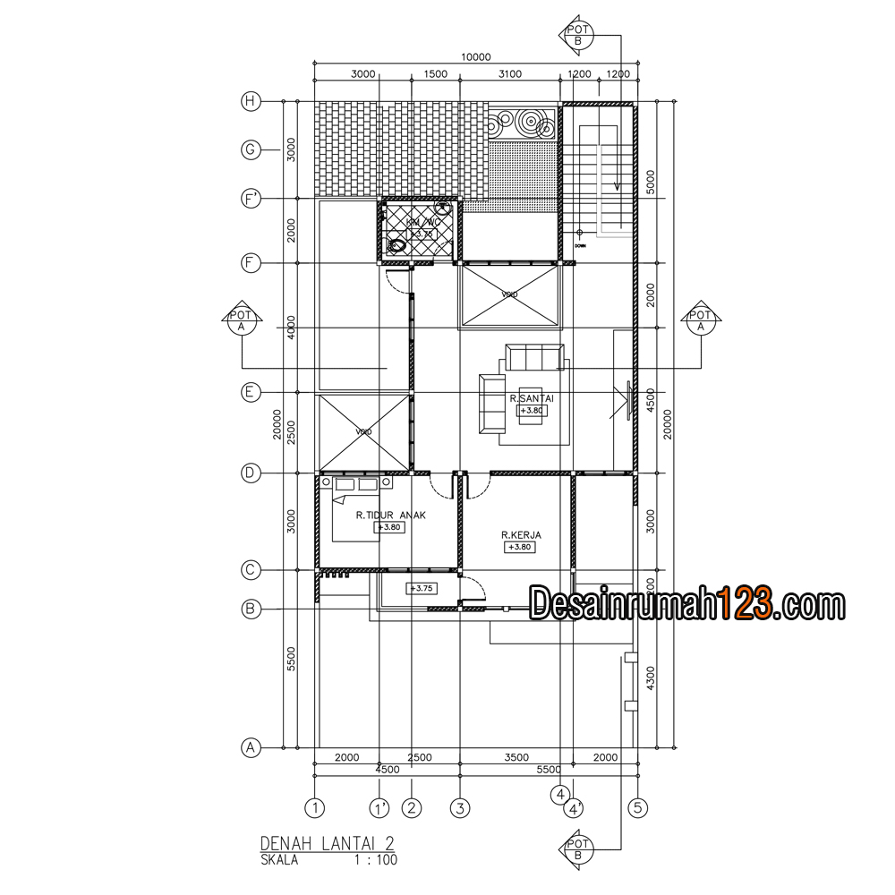 Desain Rumah 2 Lantai Di Lahan 10 X 20 DR 1004 Desain Rumah