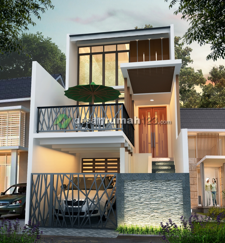 Desain Rumah 5 x 20 Minimalis Tropis 3 Lantai - Desain Rumah Murah