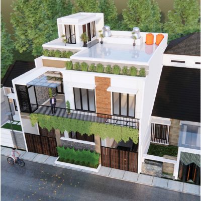 Desain Rumah 2 Lantai Dengan Rooftop di Lahan 11 x 14 M2 | DR – 1114