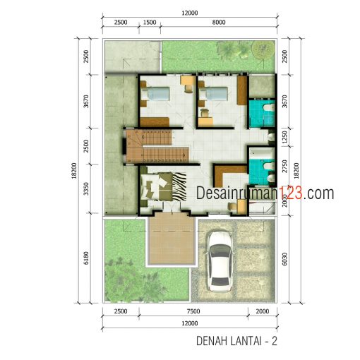 Desain Rumah Klasik 2 Lantai di Lahan 12 x 18,5 M2 | DR – 1203