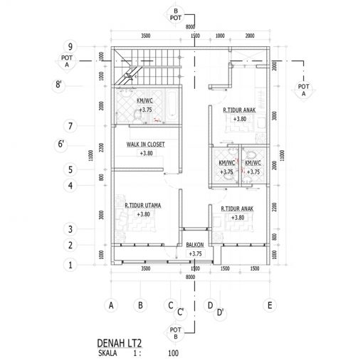Desain Rumah 3 Lantai di Lahan 8 x 11 M2 | DR – 806