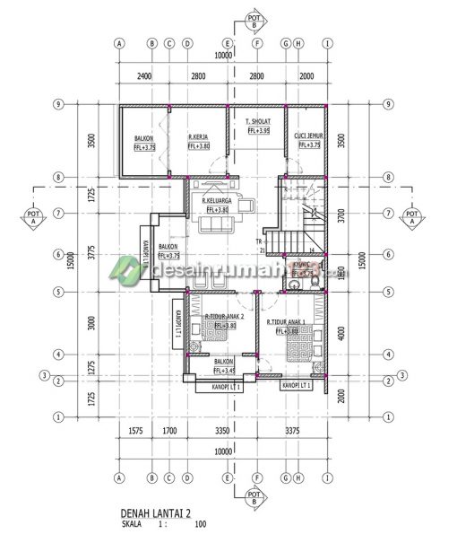Desain Rumah Hook 10 x 15 M2 2 Lantai | DR – 1007