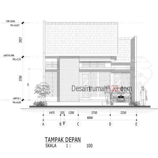 Desain Rumah 1 Lantai di Lahan 8 x 15 M2 | DR – 810