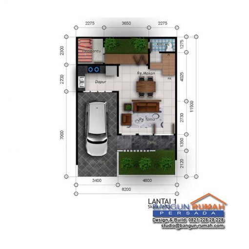 Desain Rumah 2 Lantai di Lahan 8,2 x 11,5 M2 | DR – 808