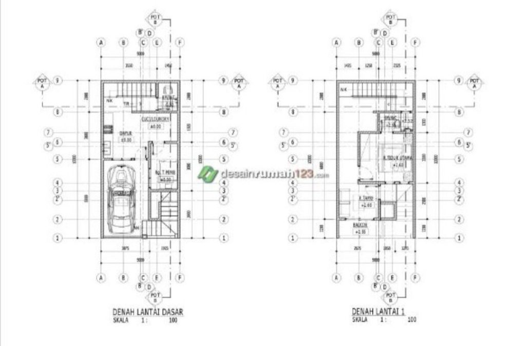 Desain Rumah Minimalis 5 x 10 m2 Dengan Roof Garden