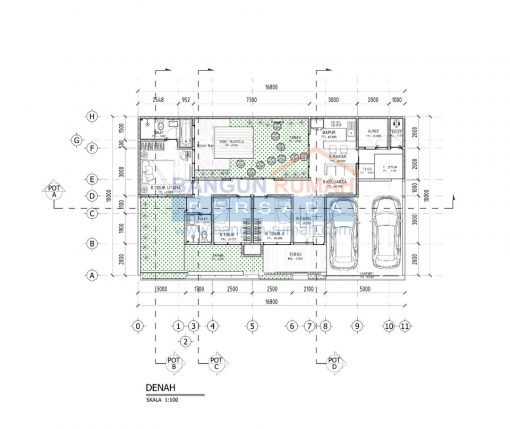 Desain Rumah 1 Lantai di Lahan 16,8 x 10 M2 | DR – 1680