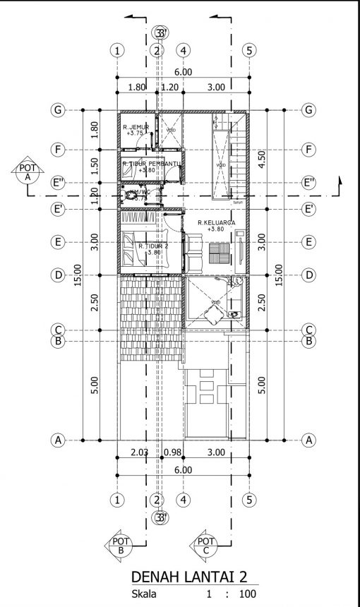 Desain Rumah 2 Lantai di Lahan 6 x 15 M2 | DR – 615