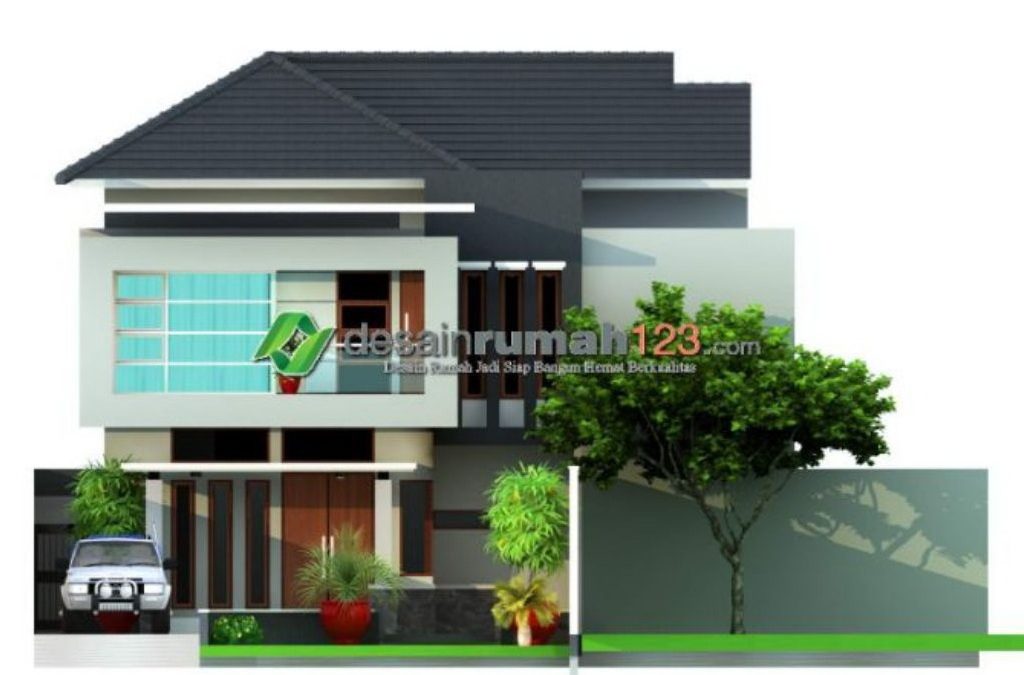 Desain Rumah 2 Lantai Di Lahan 15 x 29 M2 Dengan Taman Luas