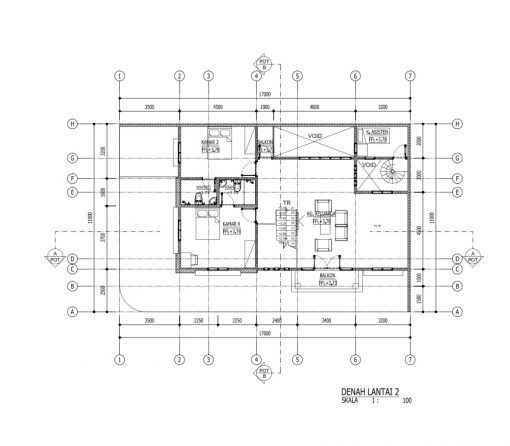 Desain Rumah Klasik 2 Lantai Di Lahan Hook Ukuran 17 x 11 m2 | DR – 1711